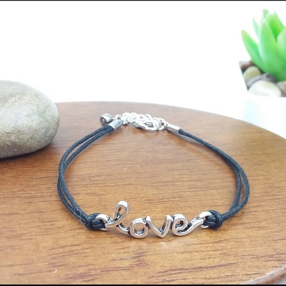 💕Handmade ”Heart, Arrow or Love” Black Cord Bracelets - Picture 4 of 4